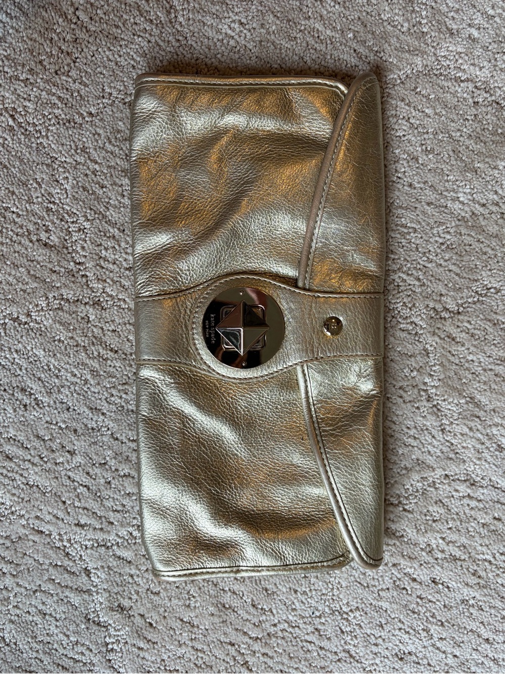 kate spade Metallic Silver Fold-Over Clutch
